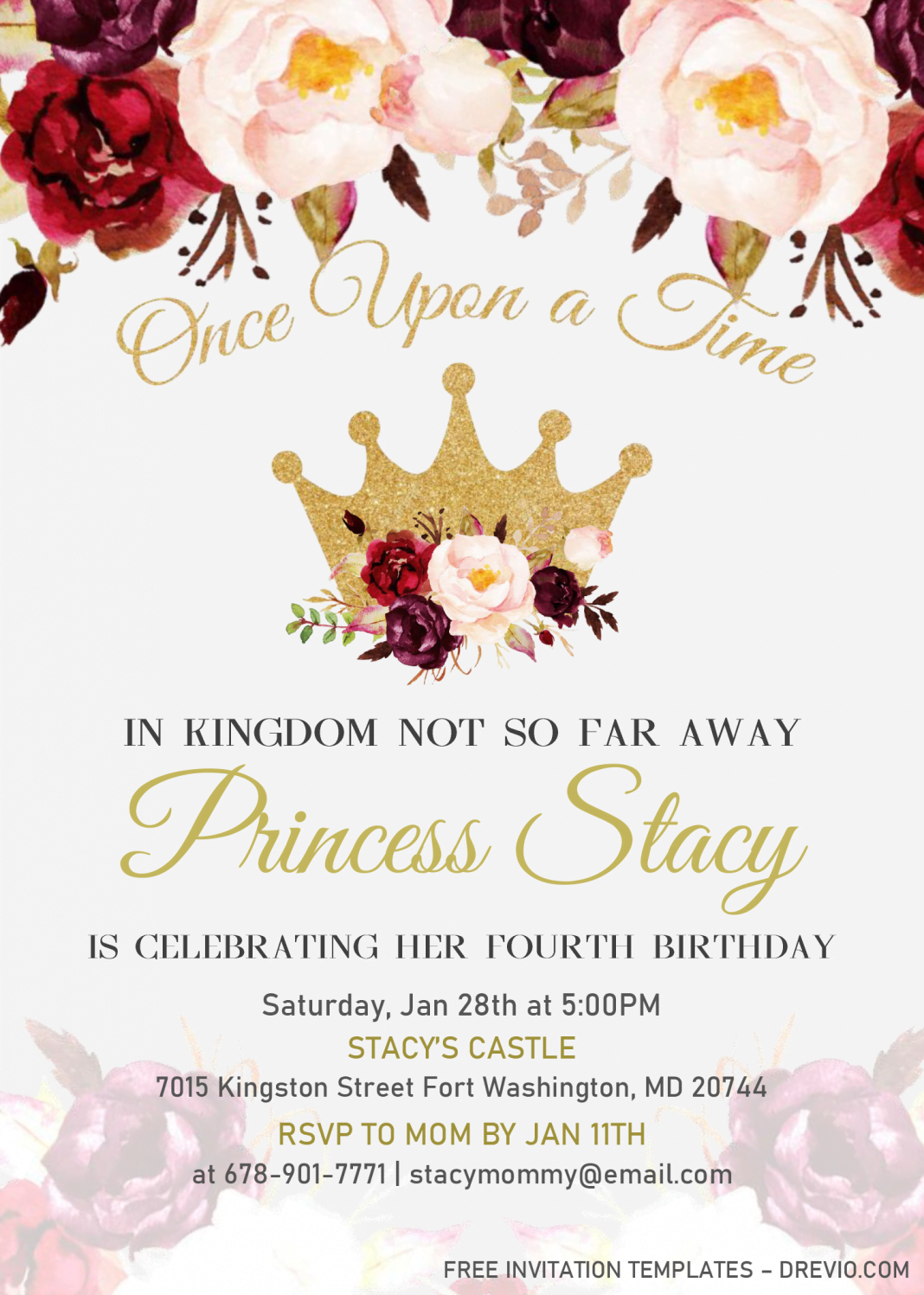 Princess Birthday Invitation Templates – Editable With Microsoft Word ...