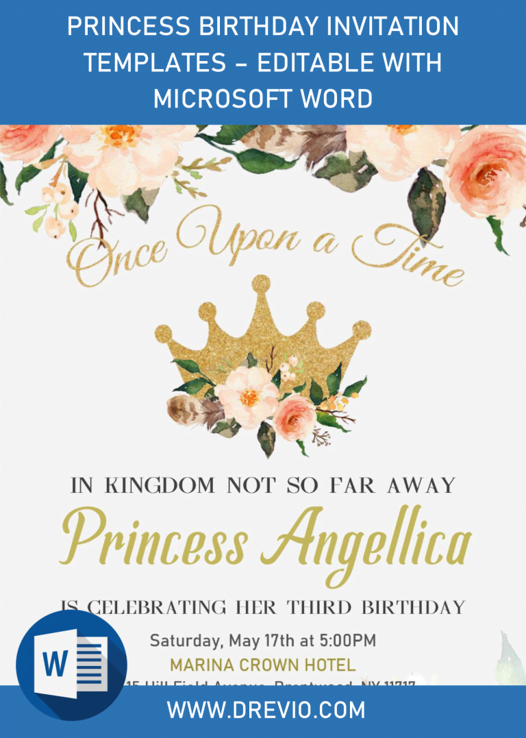 Princess Birthday Invitation Templates – Editable With Microsoft Word ...