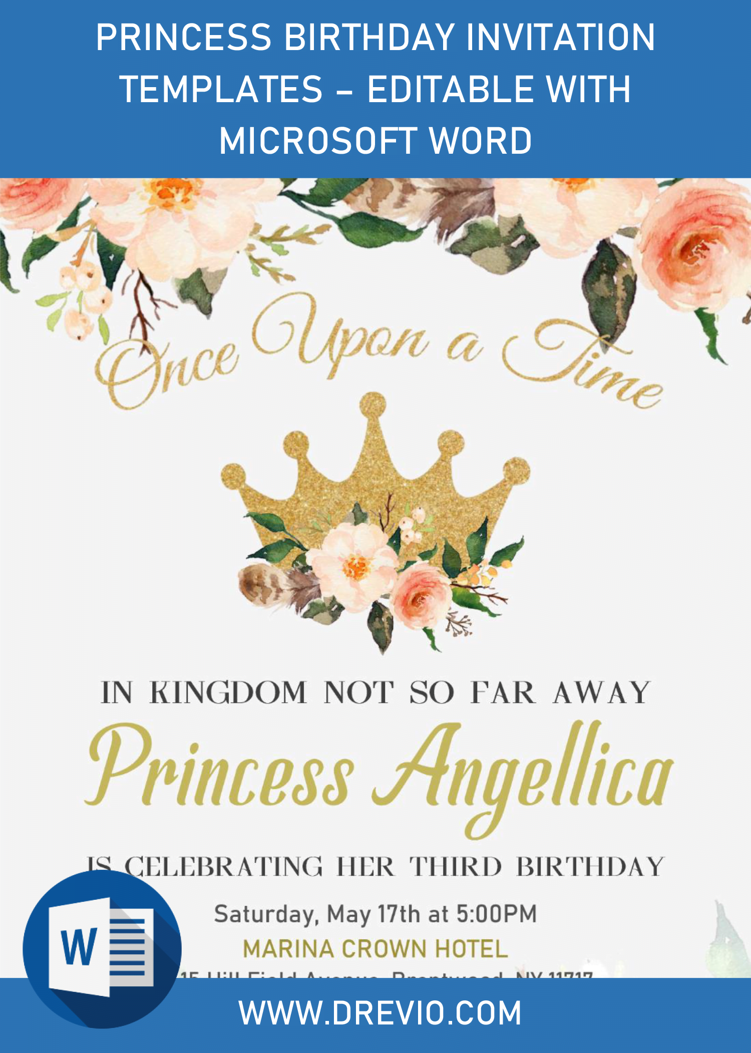 Princess Birthday Invitation Templates - Editable With Microsoft Word