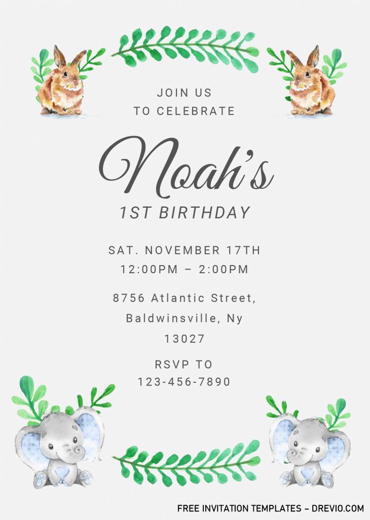 Safari Baby Invitation Templates - Editable With MS Word and has white canvas background