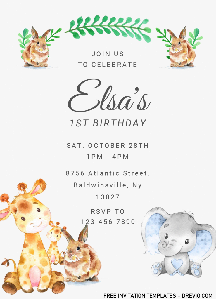 Safari Baby Invitation Templates - Editable With MS Word and has portrait orientation