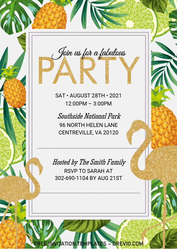 Summer Party Invitation Templates - Editable With MS Word