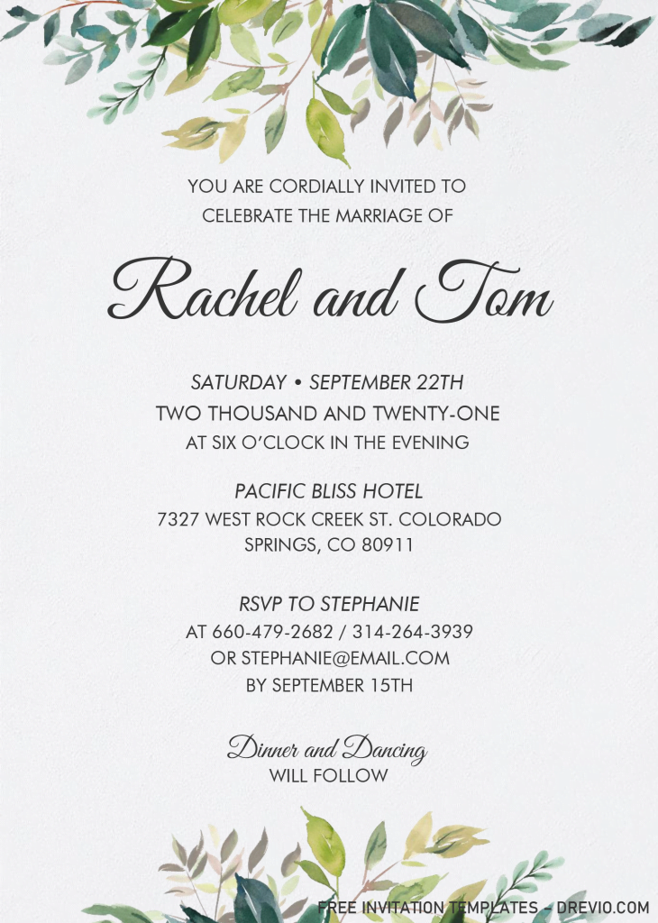 Watercolor Floral Invitation Templates - Editable With MS Word and has white background