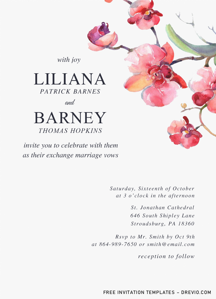 Invitation Template of Elegant Orchid Invitation Templates - Editable .Docx 7