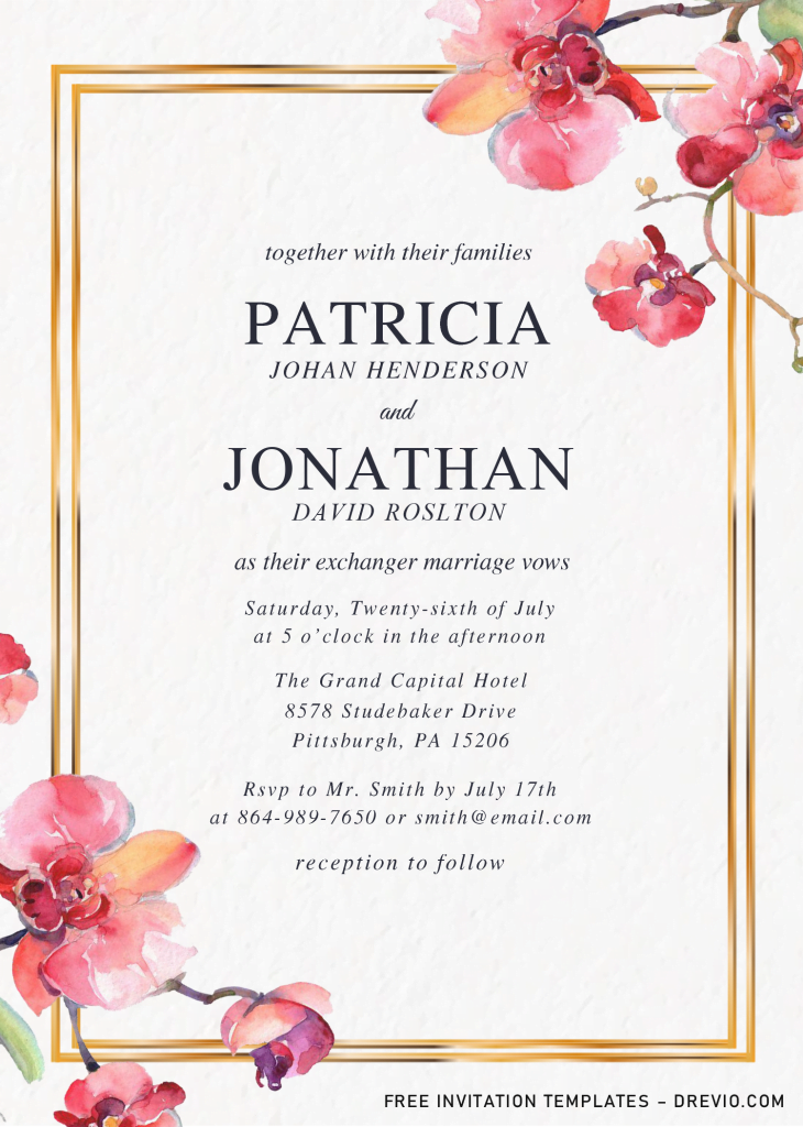 Invitation Template of Elegant Orchid Invitation Templates - Editable .Docx 4