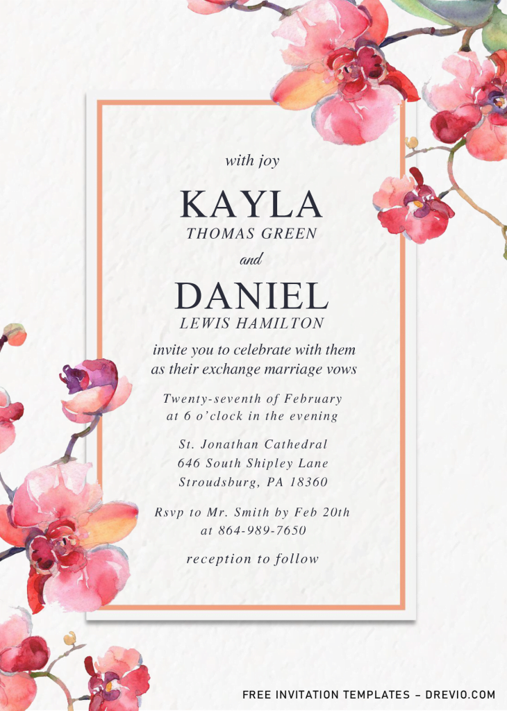 Invitation Template of Elegant Orchid Invitation Templates - Editable .Docx 2