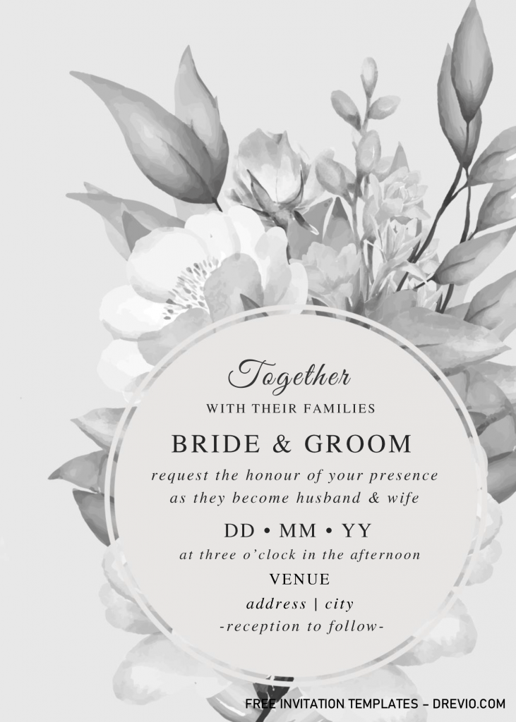 Black And White Floral Invitation Templates - Editable With MS Word