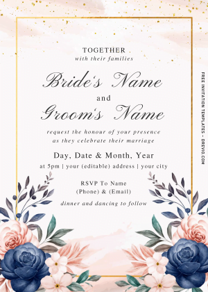 Blue Rose Invitation Templates - Editable With MS Word - Drevio : Free ...