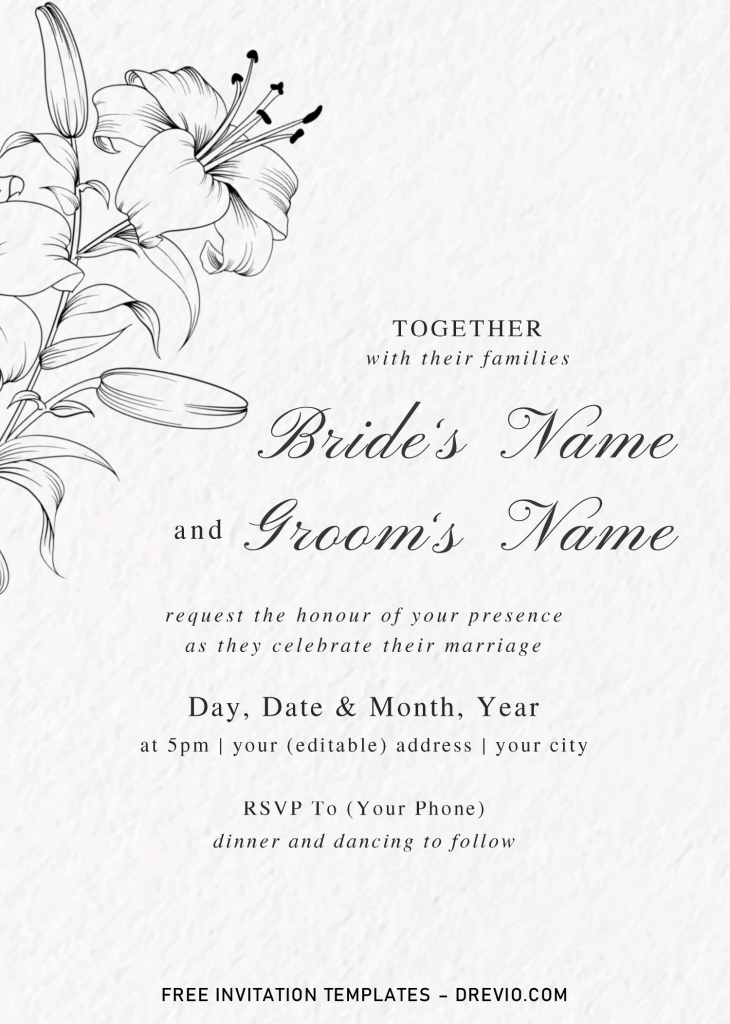 Invitation Template of Botanical Branches Invitation Templates - Editable .Docx 6