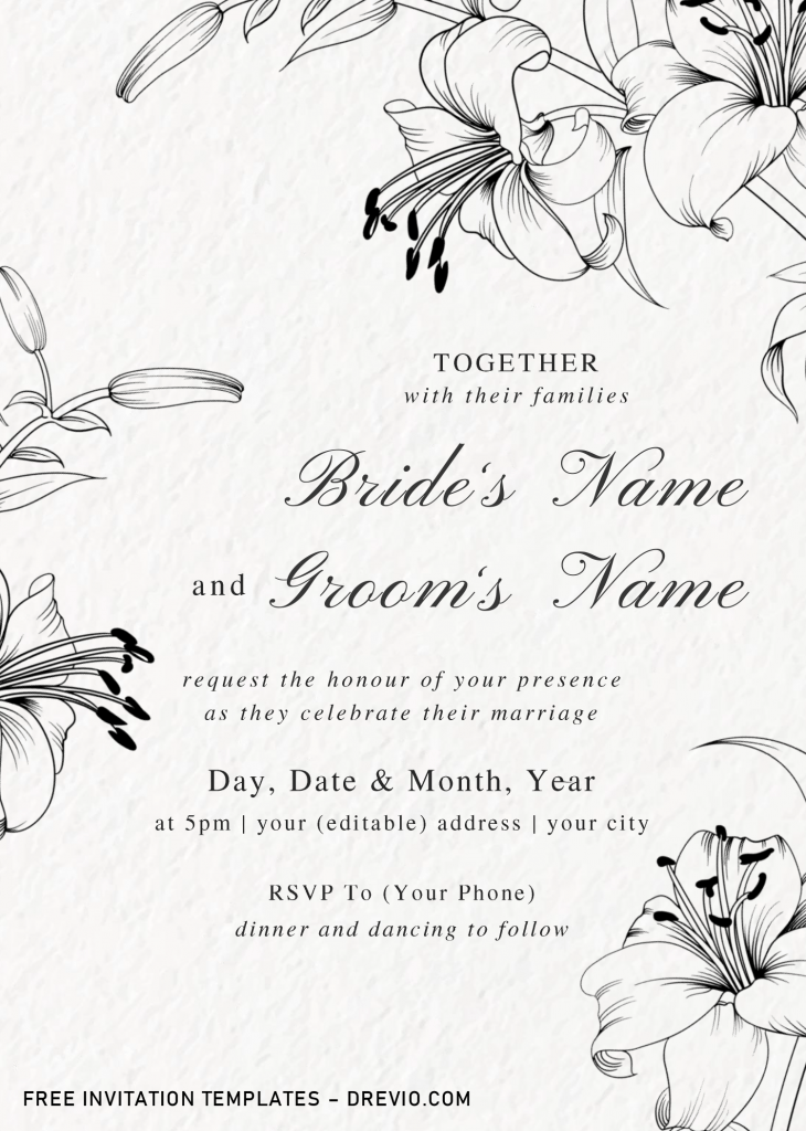 Invitation Template of Botanical Branches Invitation Templates - Editable .Docx 5