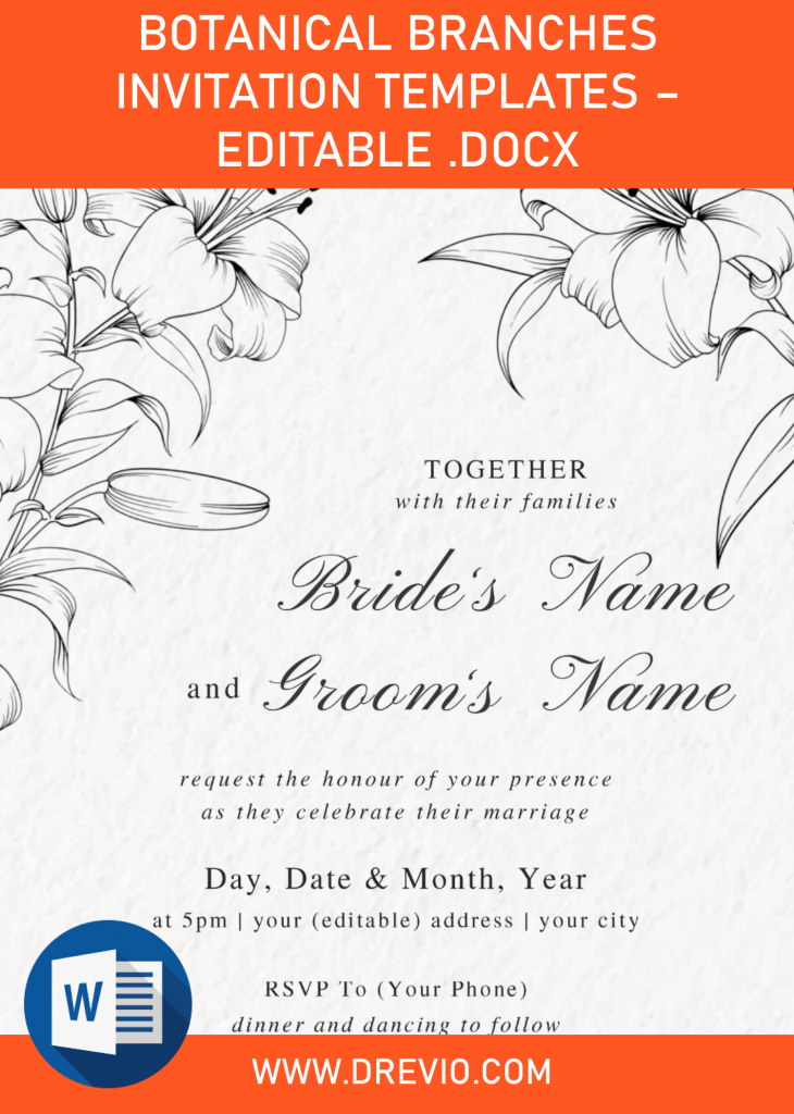 Invitation Template of Botanical Branches Invitation Templates - Editable .Docx 1