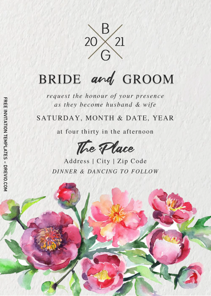 Classy Monogram Wedding Invitation Templates - Editable With MS Word and has 