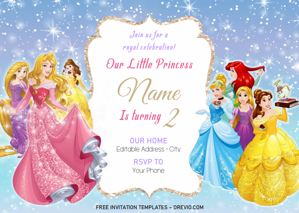 Disney Princess Invitation Templates - Editable With MS Word and has