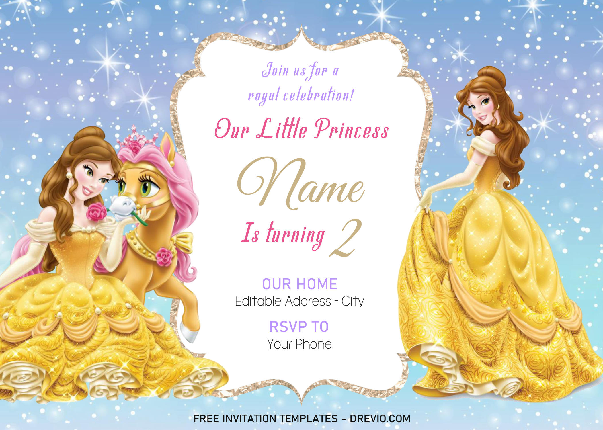 Disney Princess Invitation Templates Editable With Ms Word Download