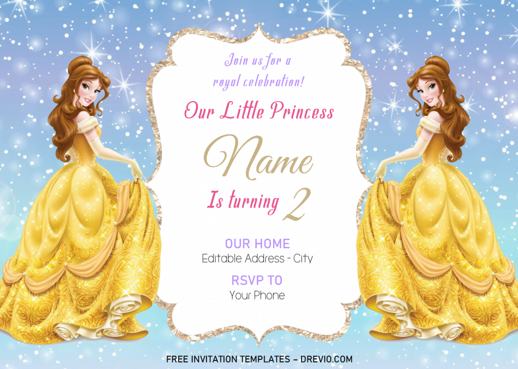 Disney Princess Invitation Templates - Editable With MS Word and has landscape design