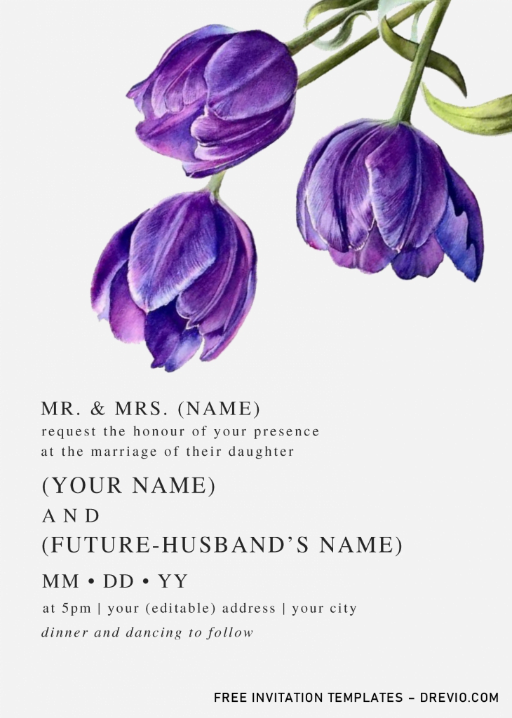 Invitation Template of Floral Bouquet Invitation Templates - Editable .Docx 7