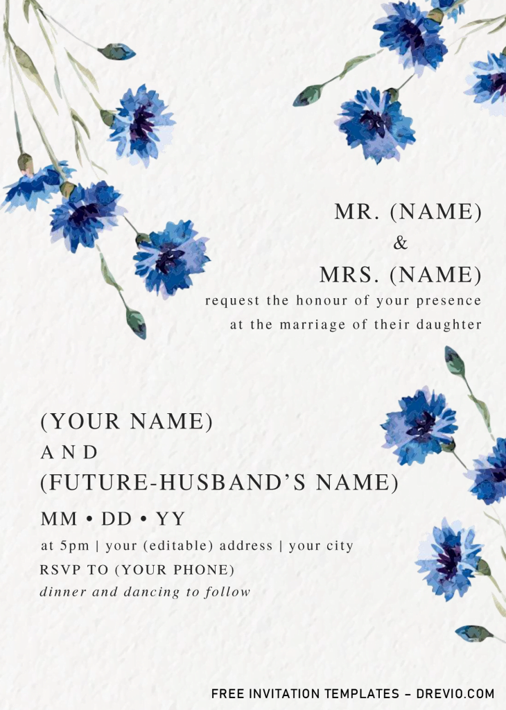 Invitation Template of Floral Bouquet Invitation Templates - Editable .Docx 5