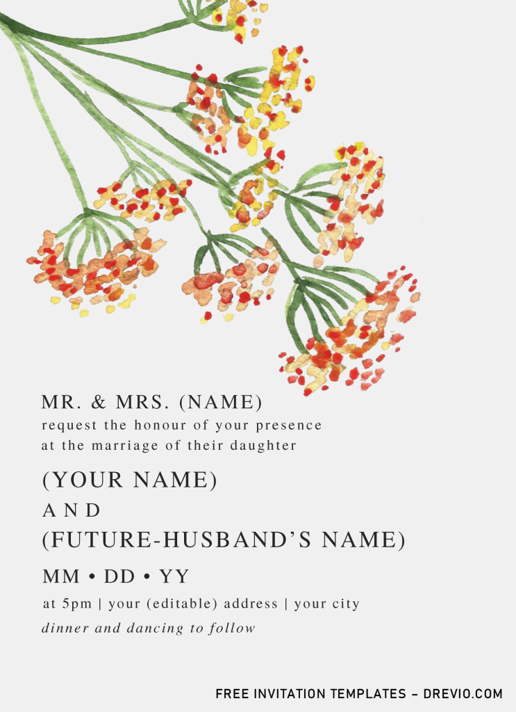 Invitation Template of Floral Bouquet Invitation Templates - Editable .Docx 4