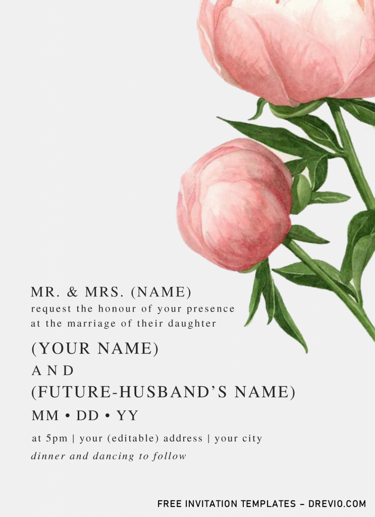 Invitation Template of Floral Bouquet Invitation Templates - Editable .Docx 2