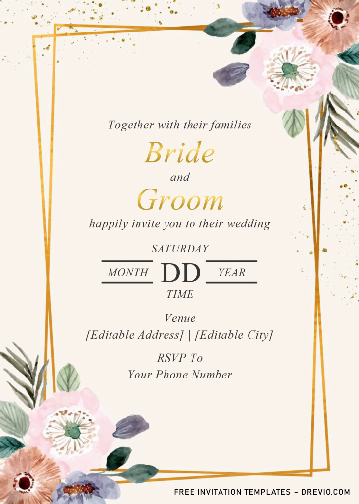 Floral And Geometric Invitation Templates - Editable With MS Word