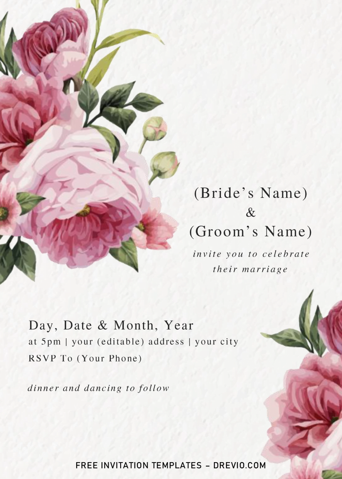 Floral And Greenery Invitation Templates – Editable With Microsoft Word ...