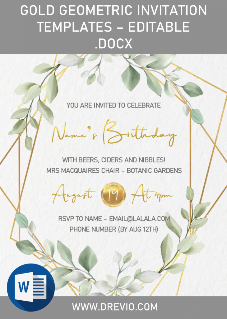 Invitation Template of Gold Geometric Invitation Templates - Editable .Docx 1