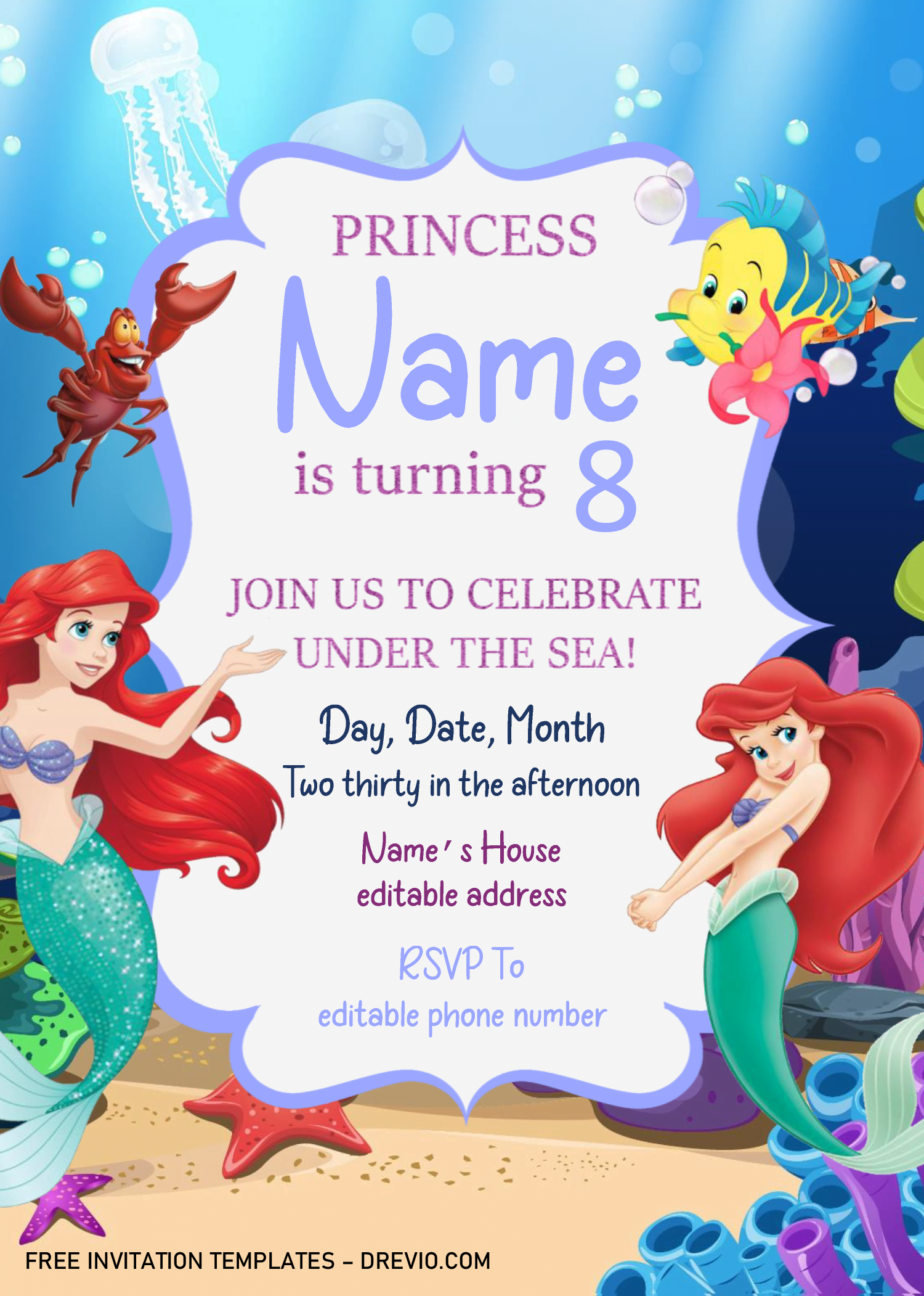 Free Printable Mermaid Birthday Invitations Printable Word Searches