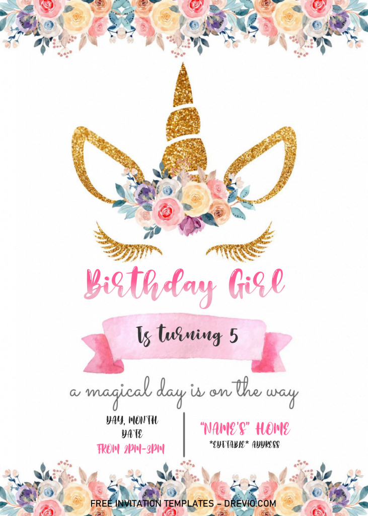 Invitation Template of Magical Unicorn Baby Shower Invitation Templates - Editable With MS Word 6