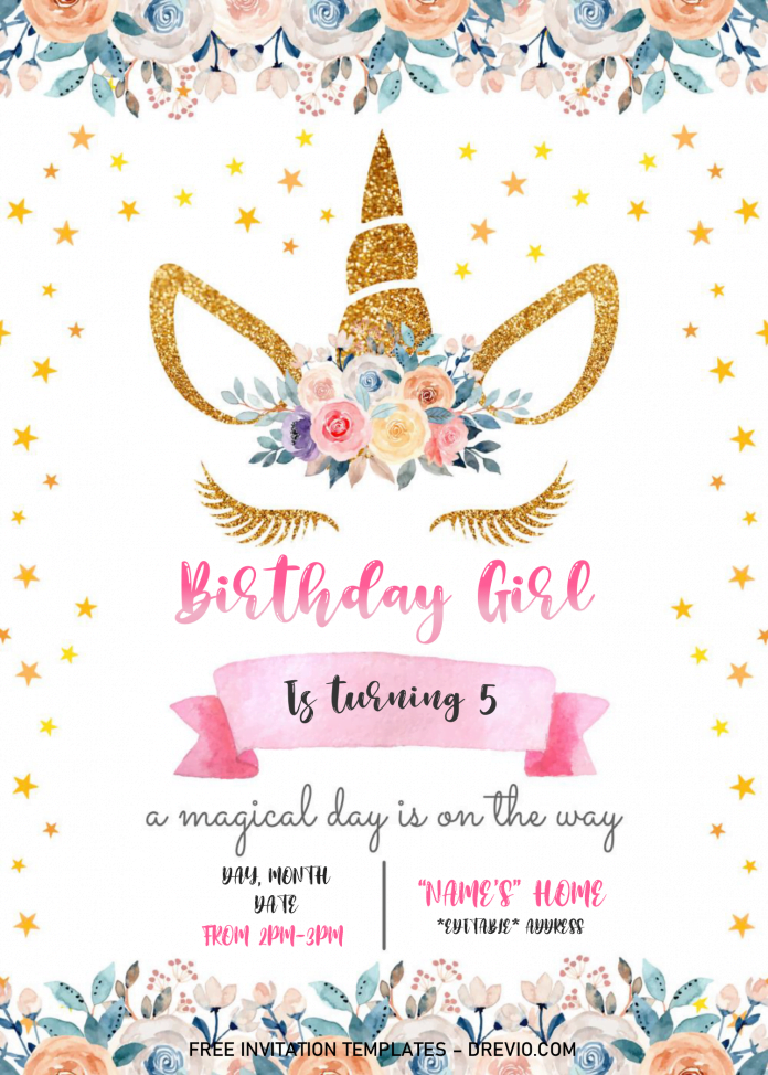 Magical Unicorn Baby Shower Invitation Templates – Editable With MS ...