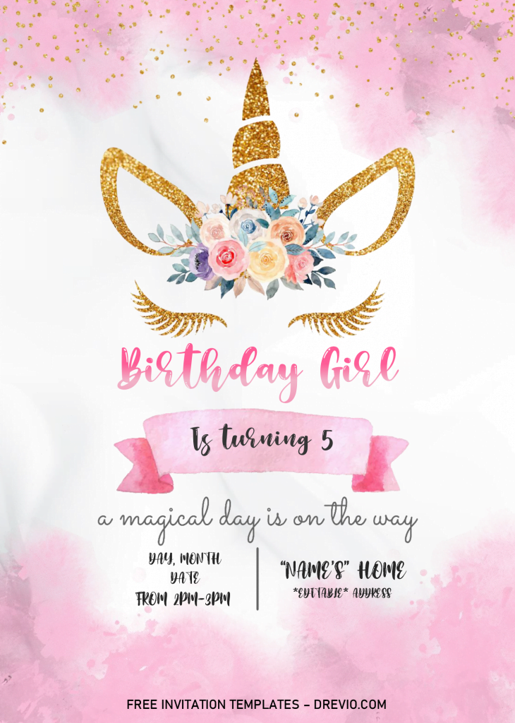 Invitation Template of Magical Unicorn Baby Shower Invitation Templates - Editable With MS Word 3