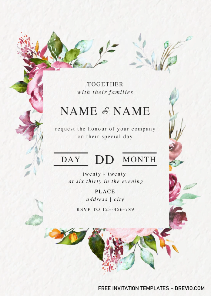 Modern Floral Invitation Templates – Editable With MS Word | Download ...
