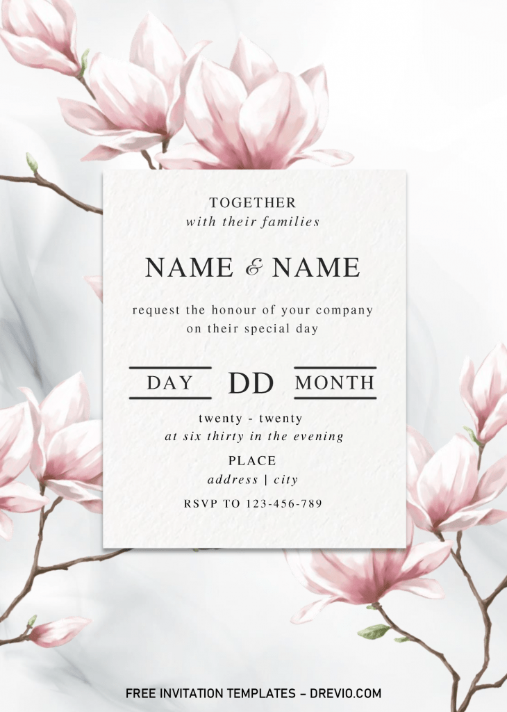 Invitation Template of Modern Floral Invitation Templates - Editable With MS Word 2