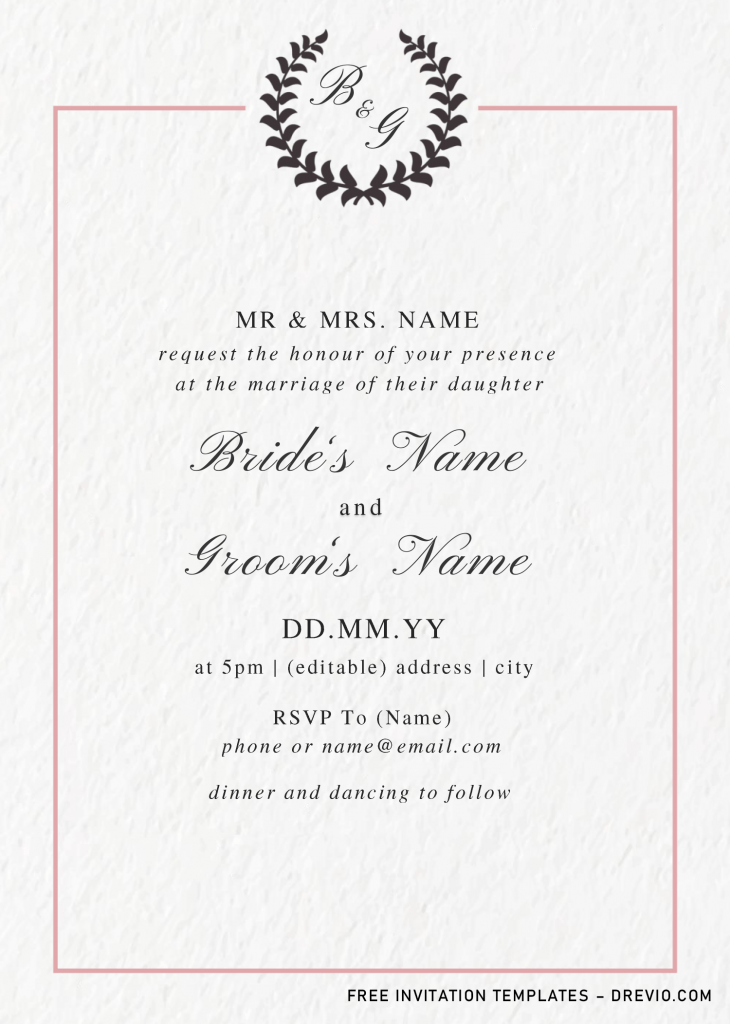 Invitation Template of Monogram Invitation Templates - Editable With MS Word 7