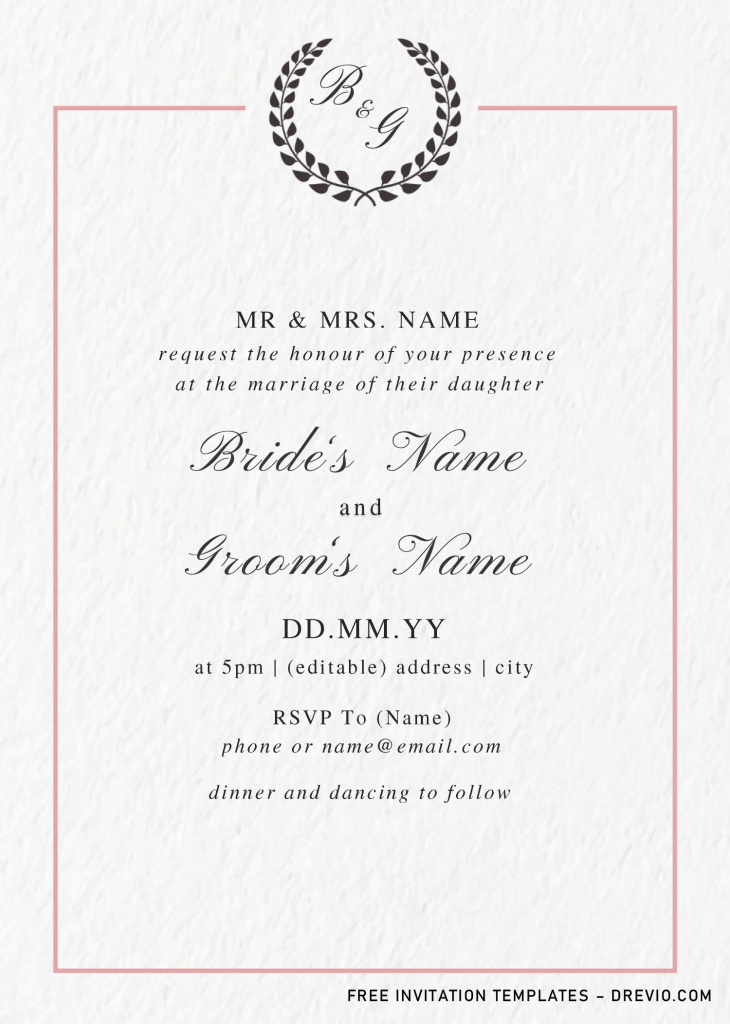 Invitation Template of Monogram Invitation Templates - Editable With MS Word 6