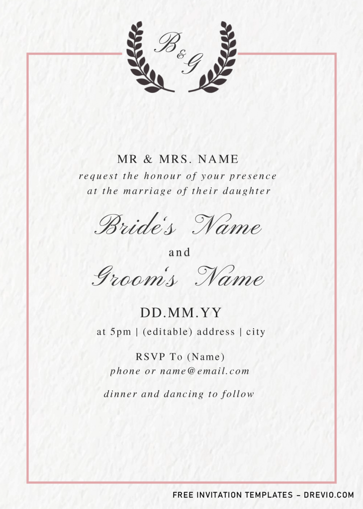 Invitation Template of Monogram Invitation Templates - Editable With MS Word 5