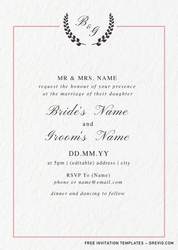 Invitation Template of Monogram Invitation Templates - Editable With MS Word 4