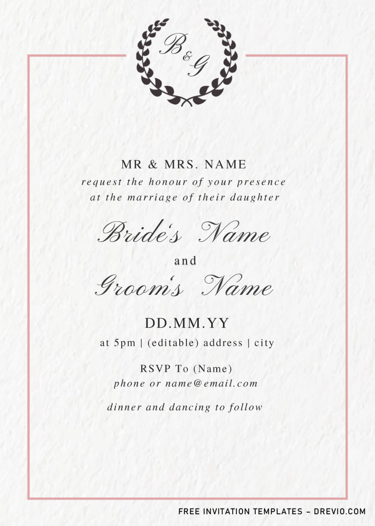 Invitation Template of Monogram Invitation Templates - Editable With MS Word 3