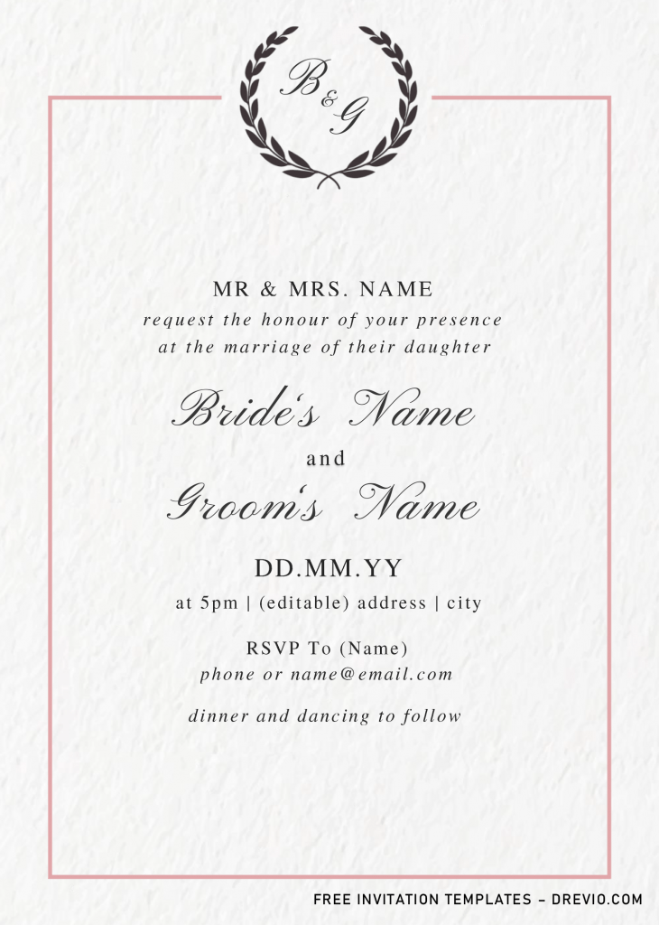 Invitation Template of Monogram Invitation Templates - Editable With MS Word 2