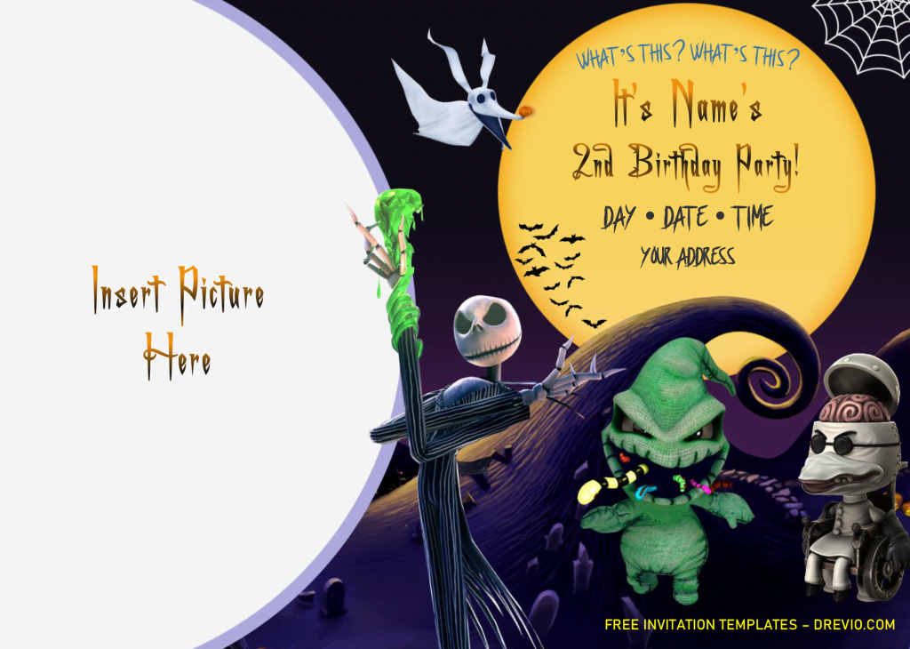 Nightmare Before Christmas Birthday Invitation Templates - Editable .Docx and has oogie boogie