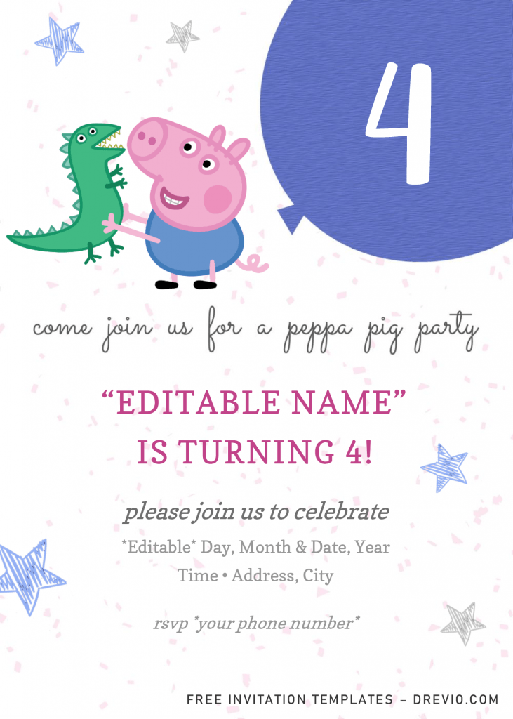 Peppa Pig Baby Shower Invitation Templates - Editable With Microsoft Word and has landscape design