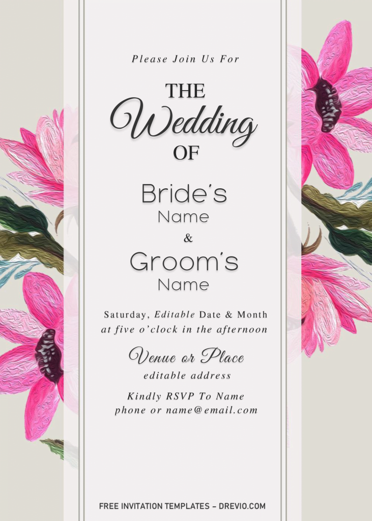Vintage Floral Wedding Invitation Templates - Editable With Microsoft Word and has magnolia flowers