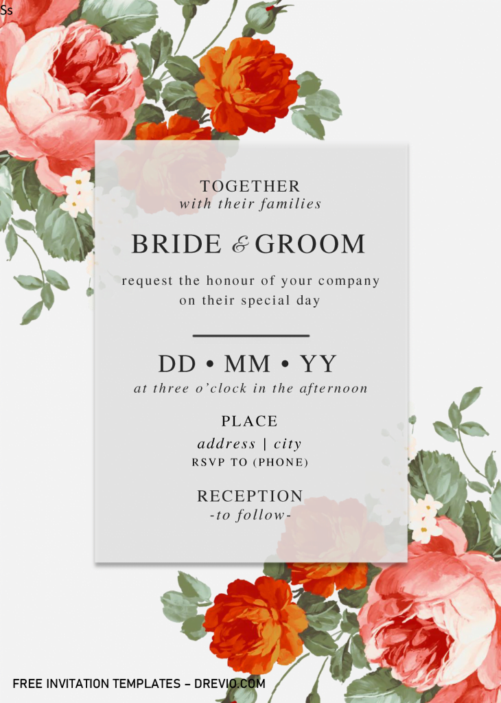 Watercolor Peony Invitation Templates - Editable With MS Word and has 