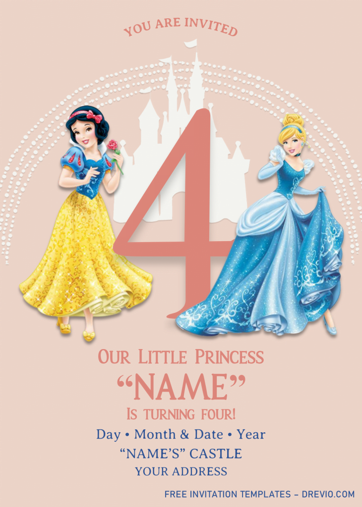 Disney Princess Birthday Invitation Templates - Editable With MS Word and has cinderella