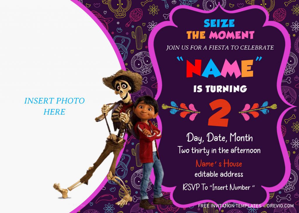 Coco Birthday Invitation Templates - Editable With MS Word and has Miguel and Hector