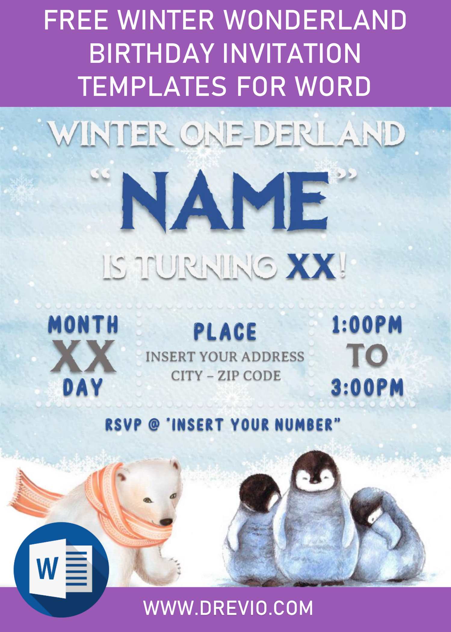 Free Winter Wonderland Birthday Invitation Templates For Word and has