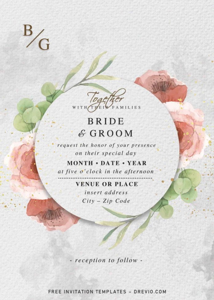 Free Vintage Floral Wedding Invitation Templates For Word | Download ...