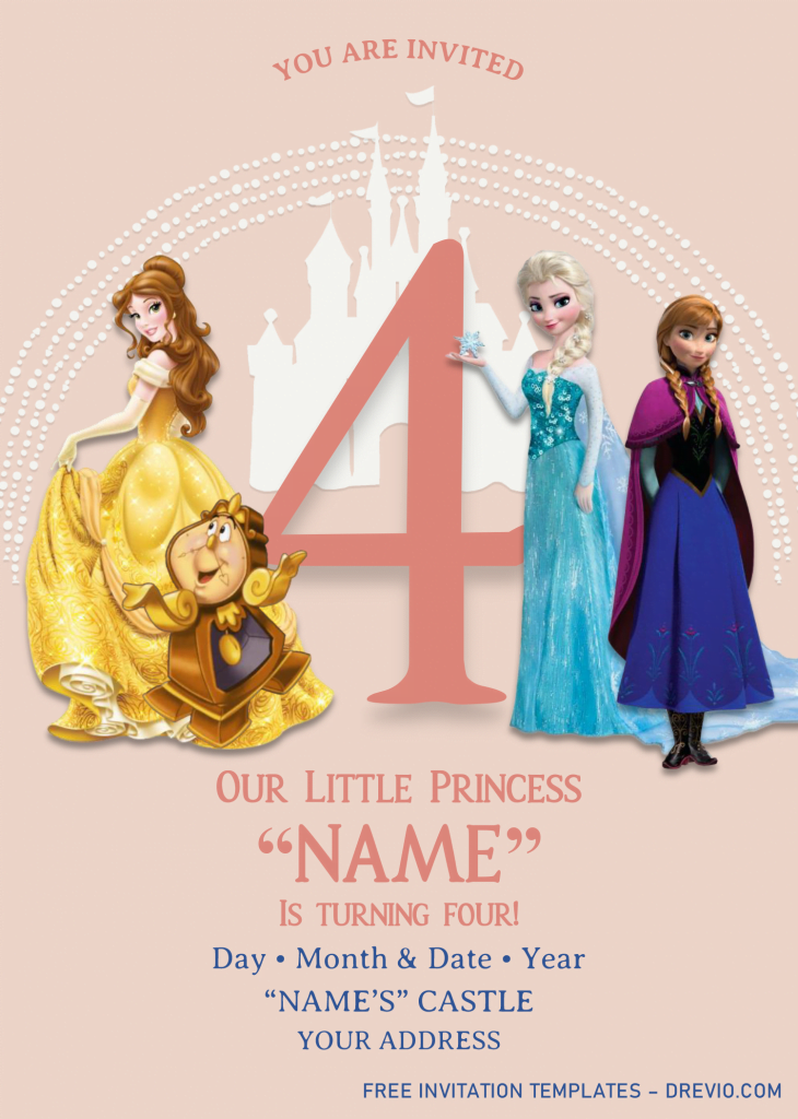 Disney Princess Birthday Invitation Templates - Editable With MS Word and has elsa and anna frozen