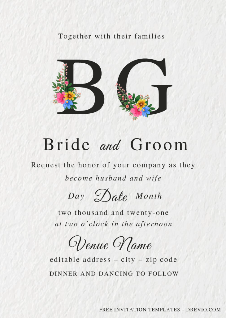Elegant Wedding Invitation Templates - Editable With MS Word and has pastel flowers