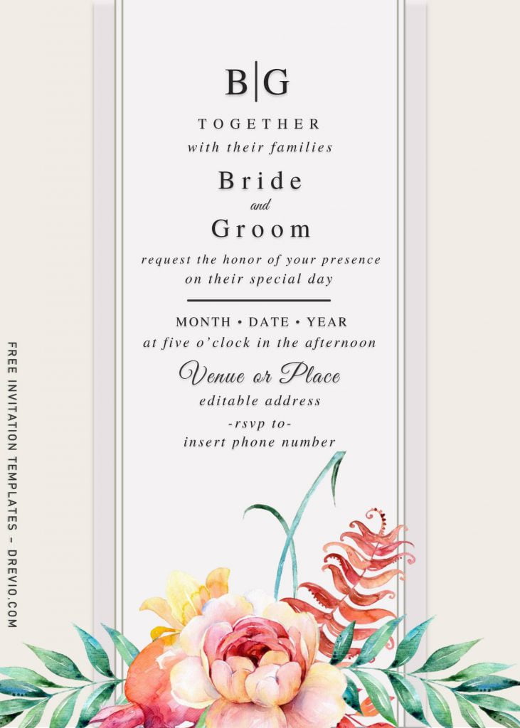 Summer Garden Wedding Invitation Templates - Editable With MS Word and has