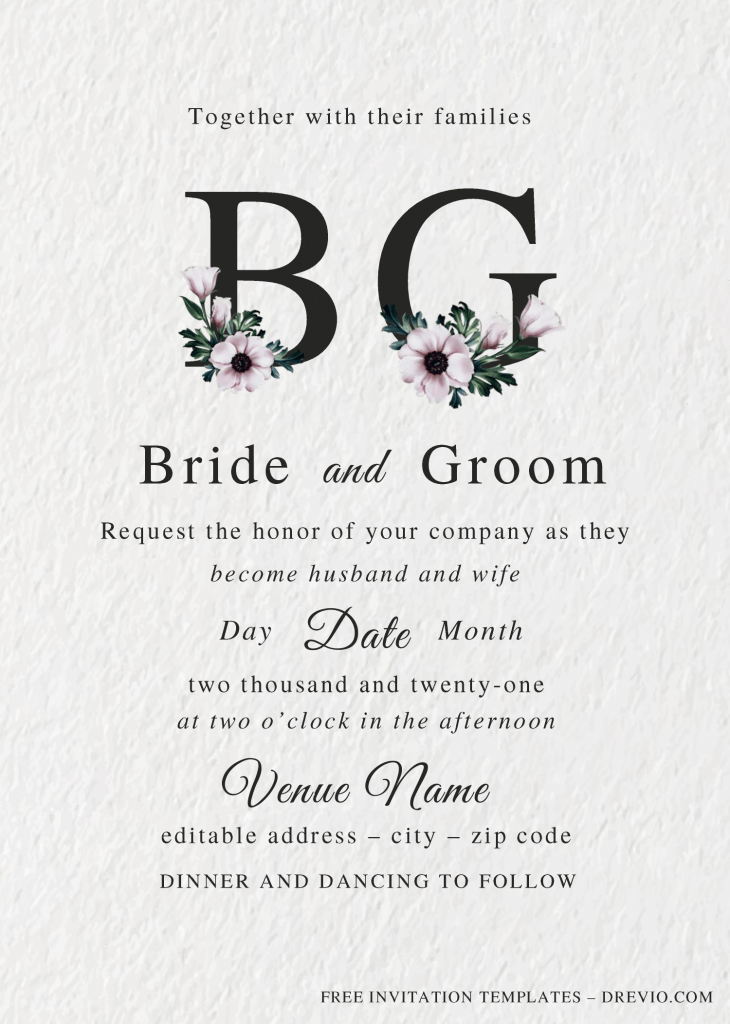 Elegant Wedding Invitation Templates - Editable With MS Word and has canvas background